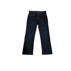 Wrangler Women's Dark‎ Wash Bootcut Jeans Frayed Hem Size 5 6 x 34